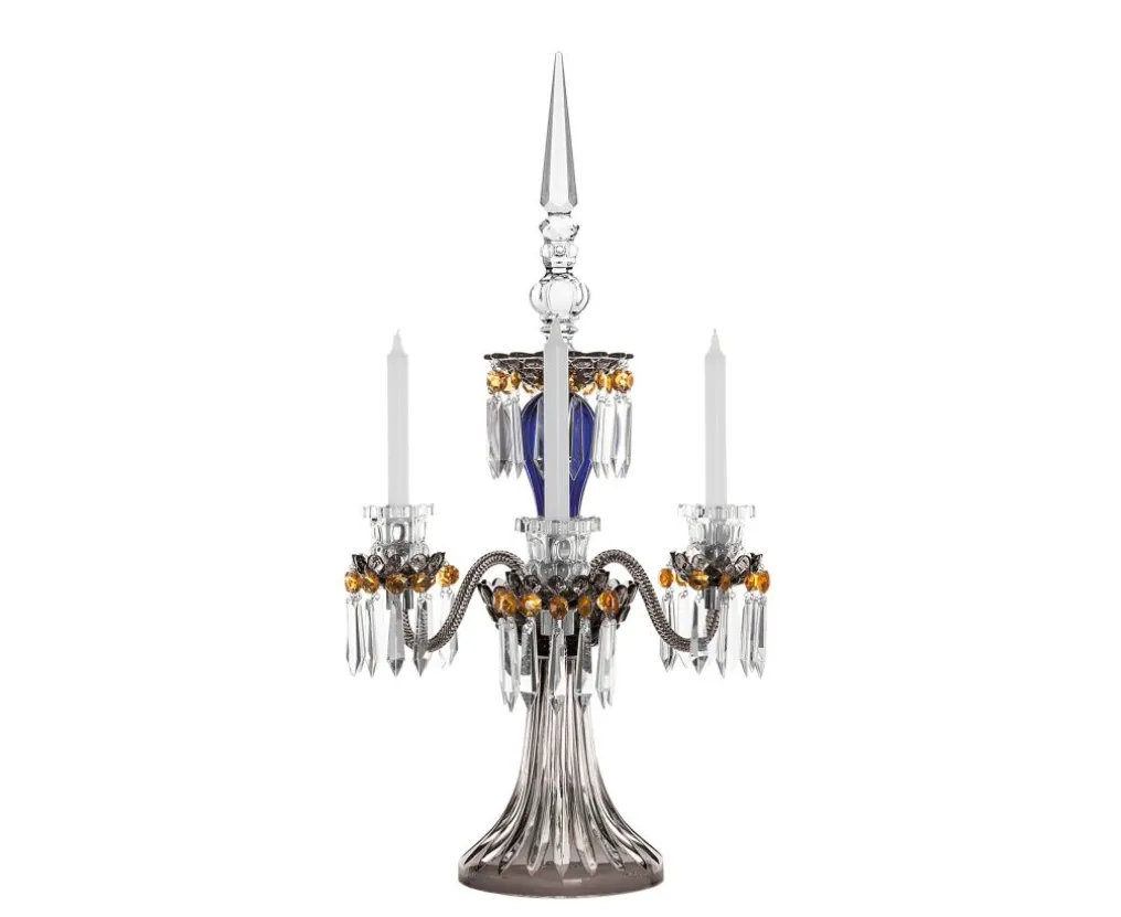 ARLEQUIN CANDELABRE 3B BLEU FONCE NOIR FLANELLE