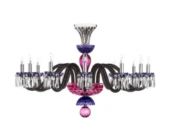 ARLEQUIN HORIZ 12L AMETHYST PURPLE F-GREY CHANDELIER