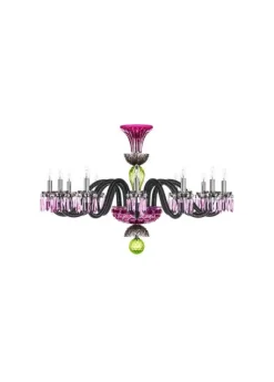 ARLEQUIN HORIZ 12L AMETHYST PURPLE F-GREY CHANDELIER