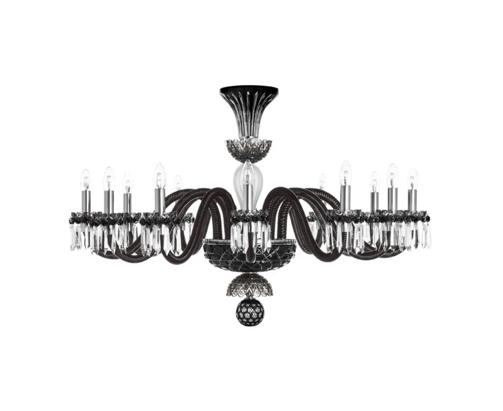 ARLEQUIN HORIZ 12L AMETHYST PURPLE F-GREY CHANDELIER