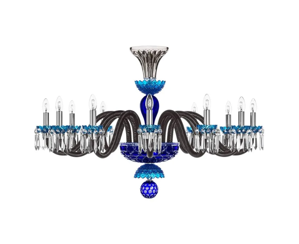 ARLEQUIN HORIZ 12L SKY-BLUE DARK-BLUE F-GREY CHANDELIER