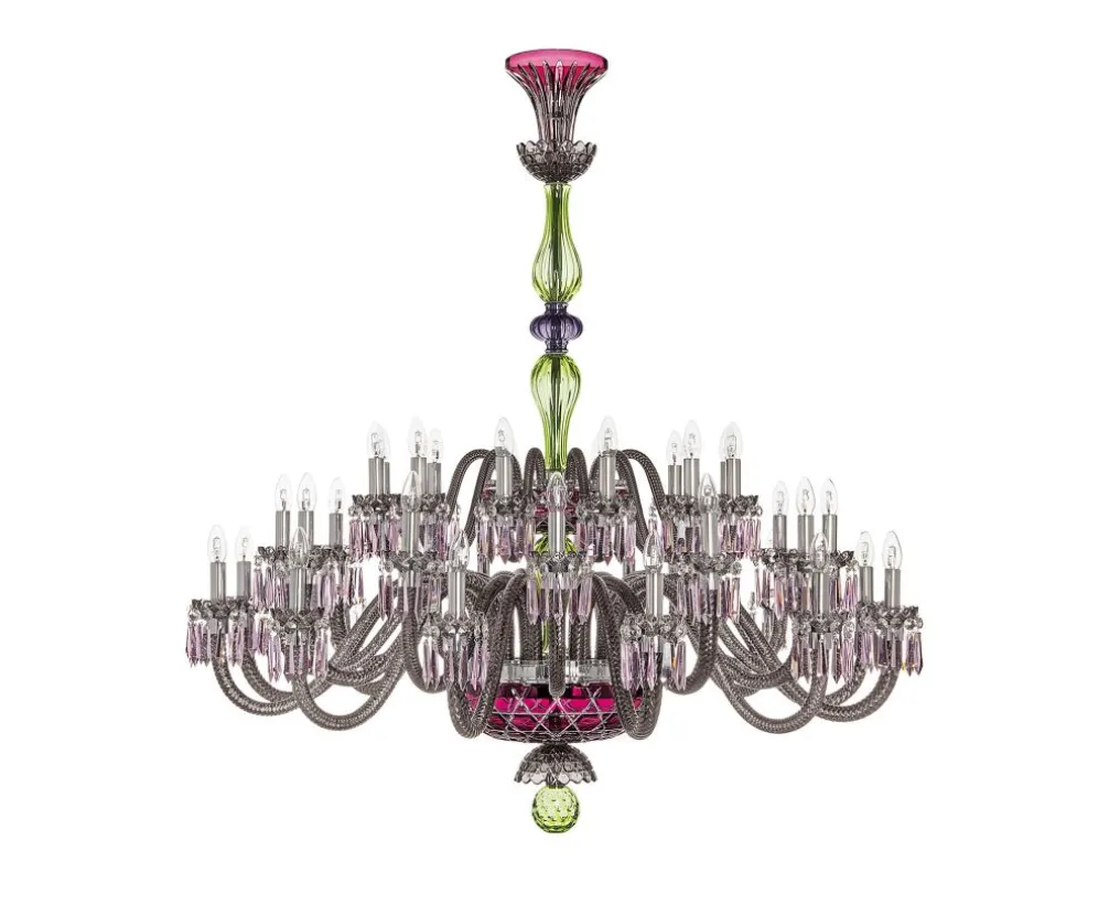 ARLEQUIN 36L AMETHYST C-GREEN F-GREY CHANDELIER