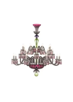ARLEQUIN 24L AMETHYST C-GREEN F-GREY CHANDELIER