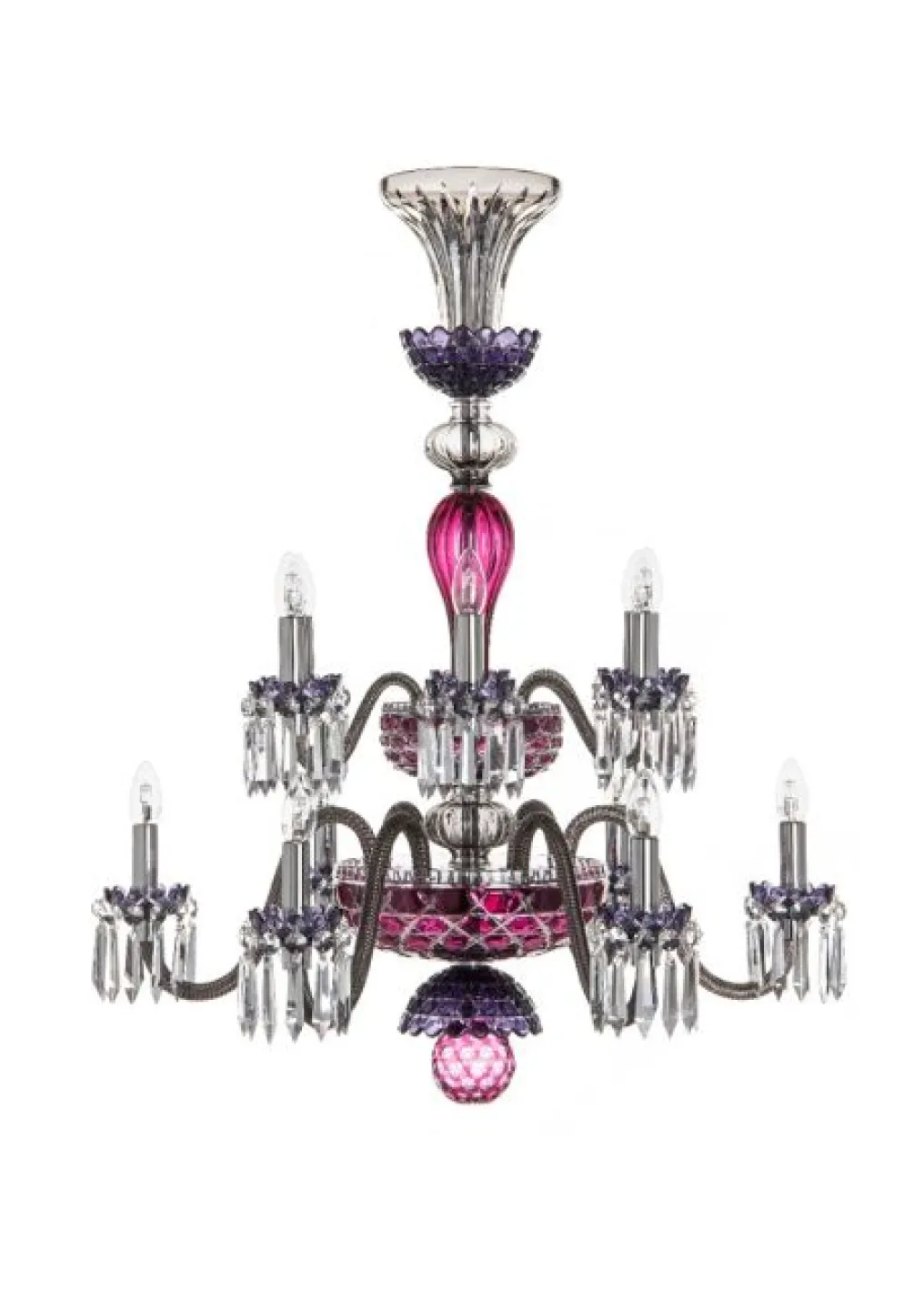 ARLEQUIN 12L AMETHYST C-GREEN F-GREY CHANDELIER