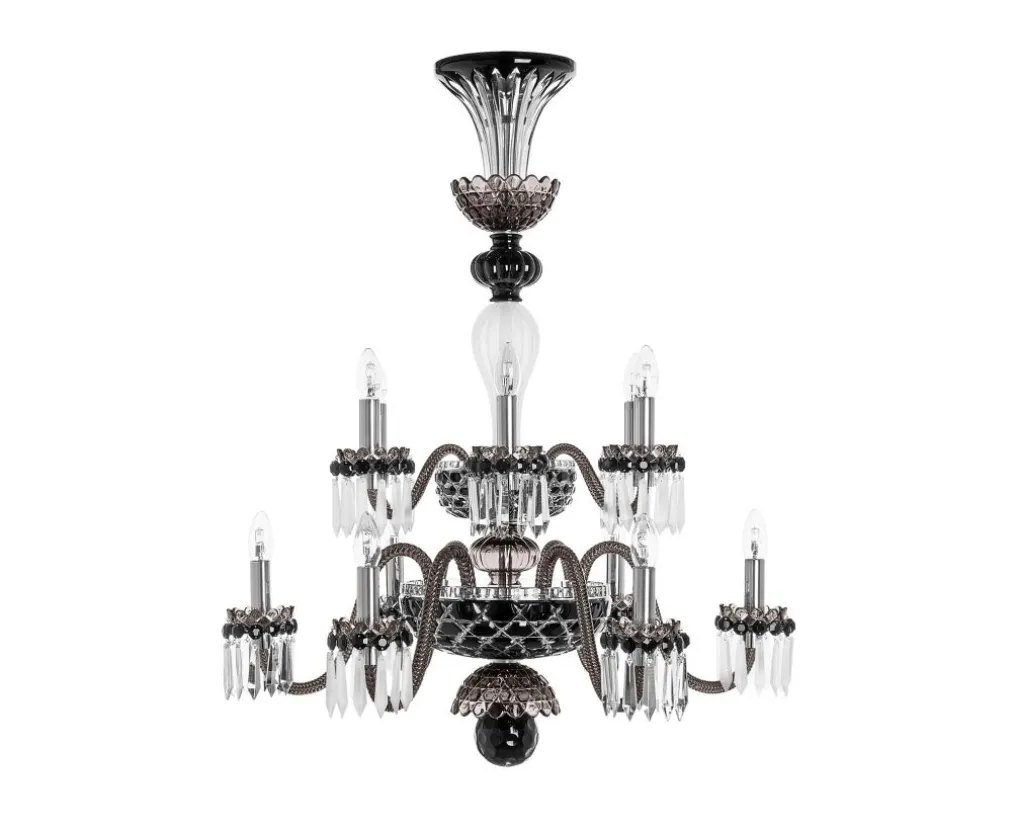 ARLEQUIN 12L BLACK SATIN-FINISHED F-GREY CHANDELIER