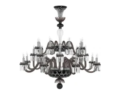 ARLEQUIN 24L BLACK SATIN-FINISHED F-GREY CHANDELIER