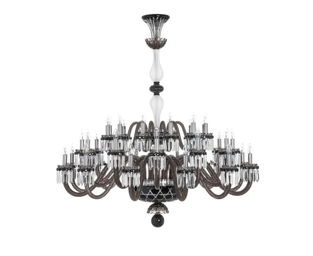 ARLEQUIN 36L BLACK SATIN-FINISHED F-GREY CHANDELIER