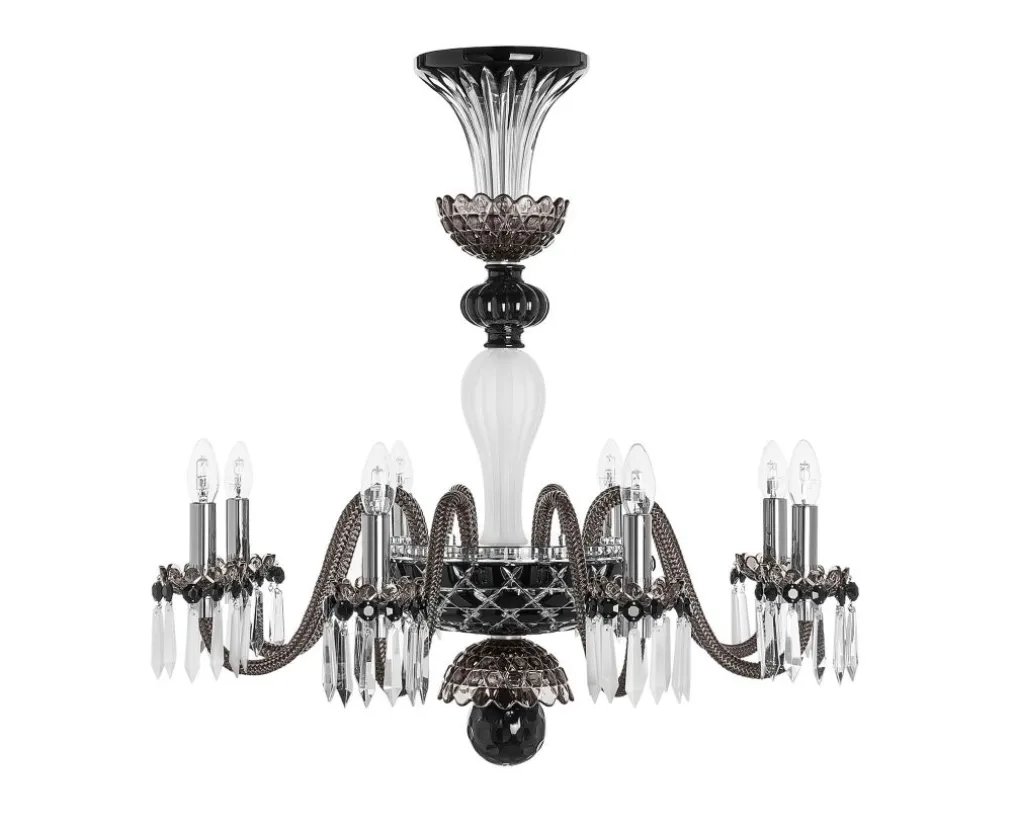 ARLEQUIN 8L BLACK SATIN-FINISHED F-GREY CHANDELIER