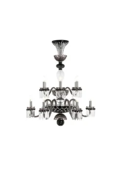 ARLEQUIN 12L BLACK SATIN-FINISHED F-GREY CHANDELIER