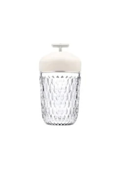 Discover the crystal portable lamp by Saint-Louis, in white wood and vibrant silver