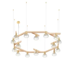 FOLIA 16L CIRCULAR UNIT CLEAR WOOD PENDANT LIGHT