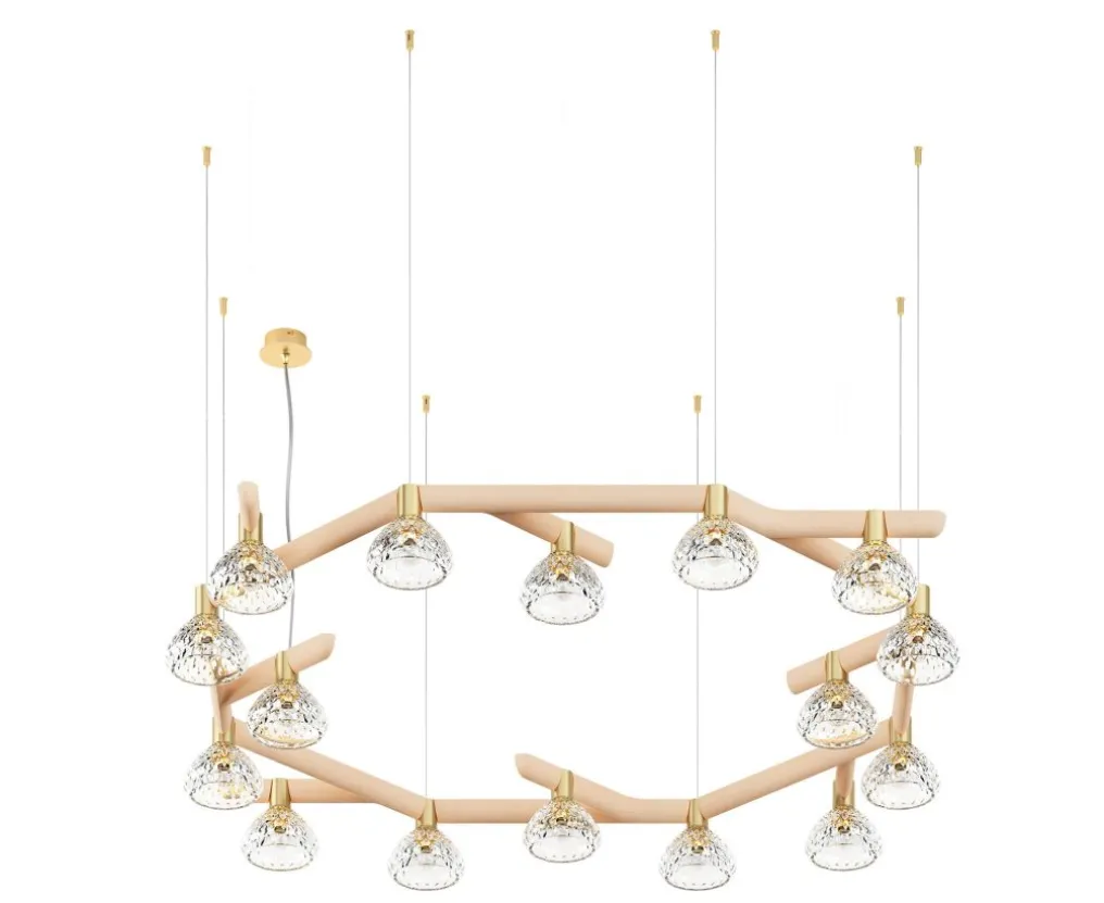 FOLIA 16L CIRCULAR UNIT CLEAR WOOD PENDANT LIGHT