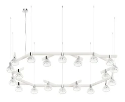 FOLIA 20L OVAL UNIT WHITE WOOD PENDANT LIGHT