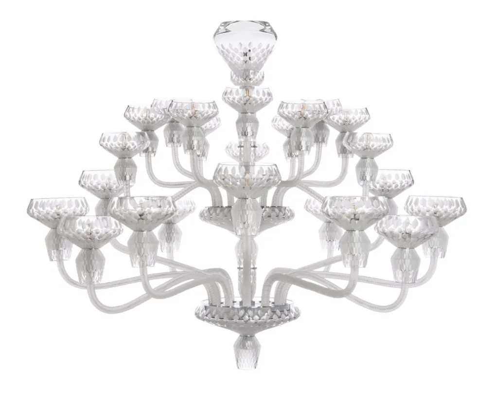 FOLIA 24L SATIN-FINISHED CHROME-PLATED FINISH CHANDELIER