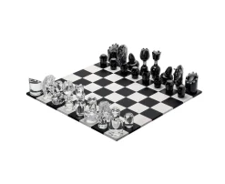 JEU FLANNEL-GREY WOOD CHESS SET