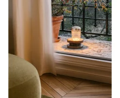 Silver-finished mini portable lamp: discover the Saint-Louis crystal lamp