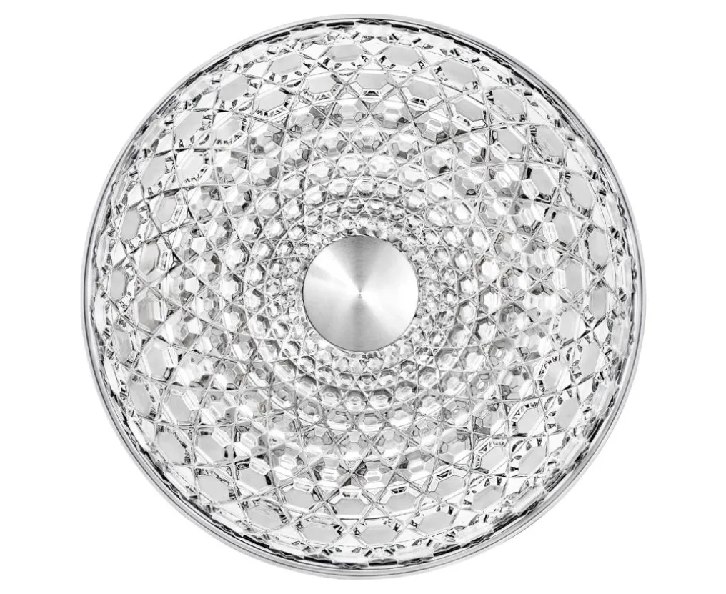The large crystal and steel sconce by Saint-Louis